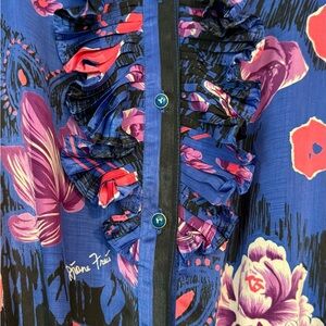 Diane Freis Colorful Floral Dress with Ruffle Detail